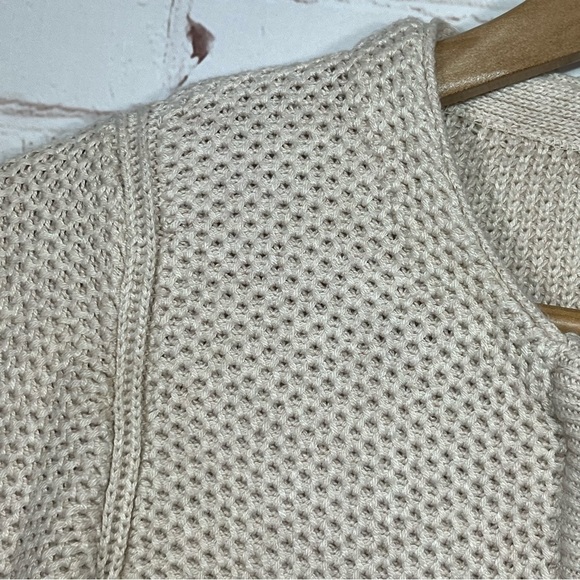 Ann Taylor Sweater Cardigan Womens Size XS Tan Waffle Knit Flare Sleeve - Picture 5 of 8